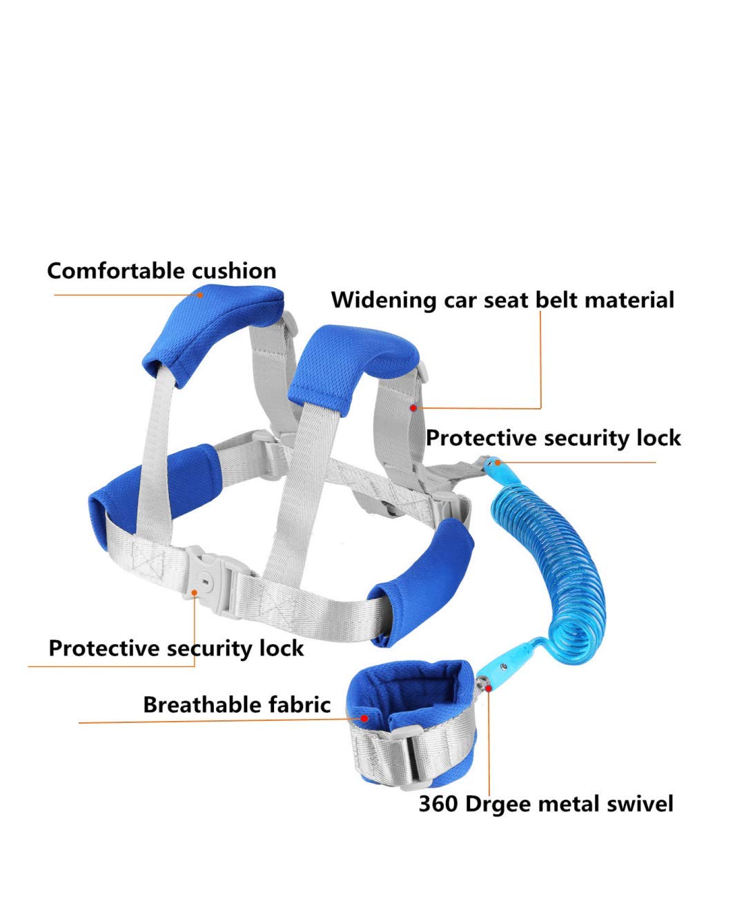 Baby anti Lost Wrist Link -Anti Lost Backpack Leash Baby Leash Safety Walking Leash Wrist Link with Upgraded Safety Locks for Kids Toddler Leash anti Lost (2 in 1 Dark Blue 8.2 Foot) …