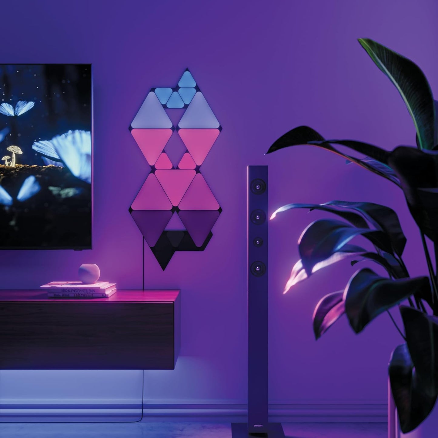 Shapes Wifi and Thread Smart RGBW 16M+ Color LED Dimmable Gaming and Home Decor Wall Lights Expansion Pack (Mini Black Triangles (10 Pack))
