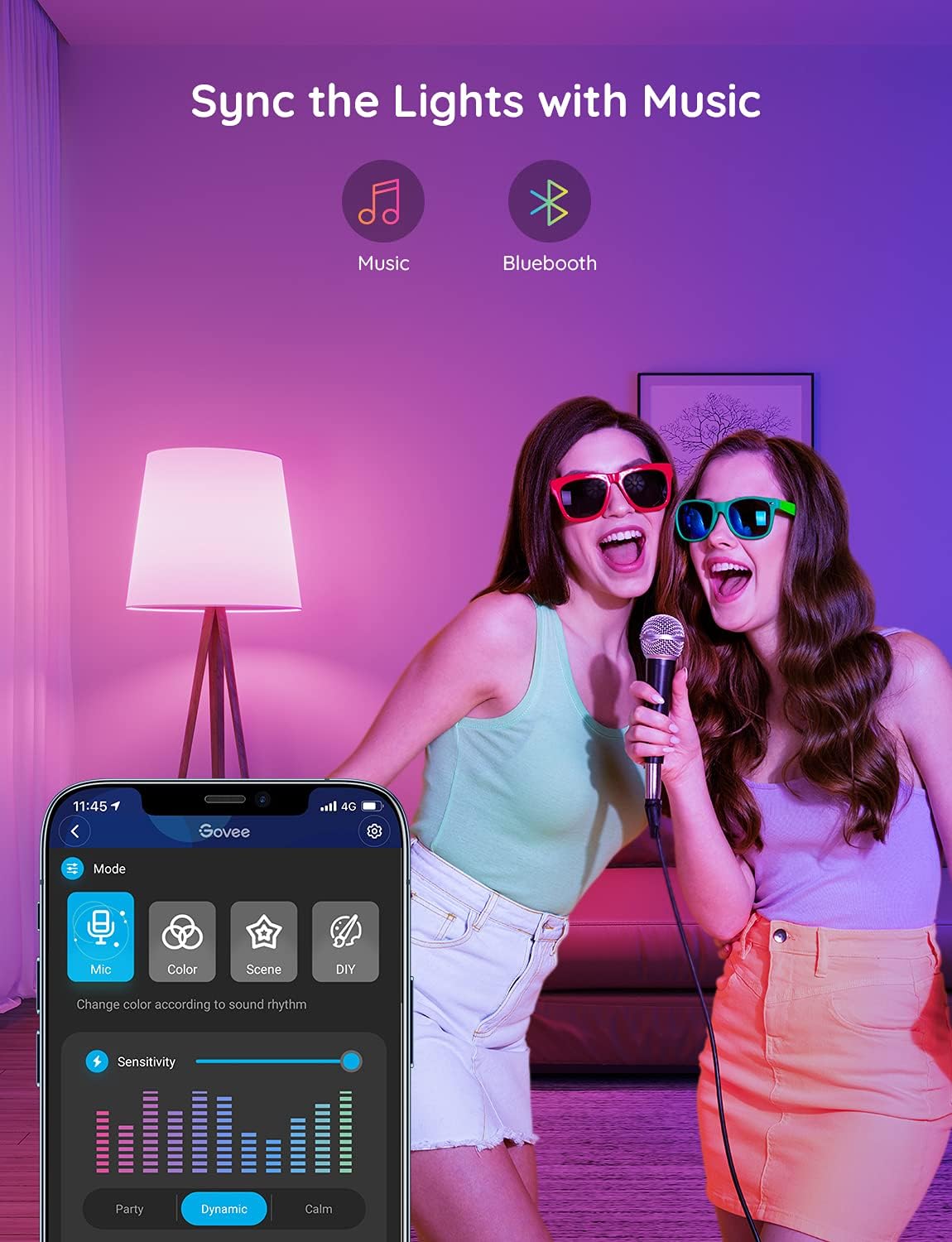 Smart Light Bulbs, Color Changing Light Bulb, Work with Alexa and Google Assistant, 16 Million Colors RGBWW, Wifi & Bluetooth LED Light Bulbs, Music Sync, A19, 800 Lumens, 4 Pack