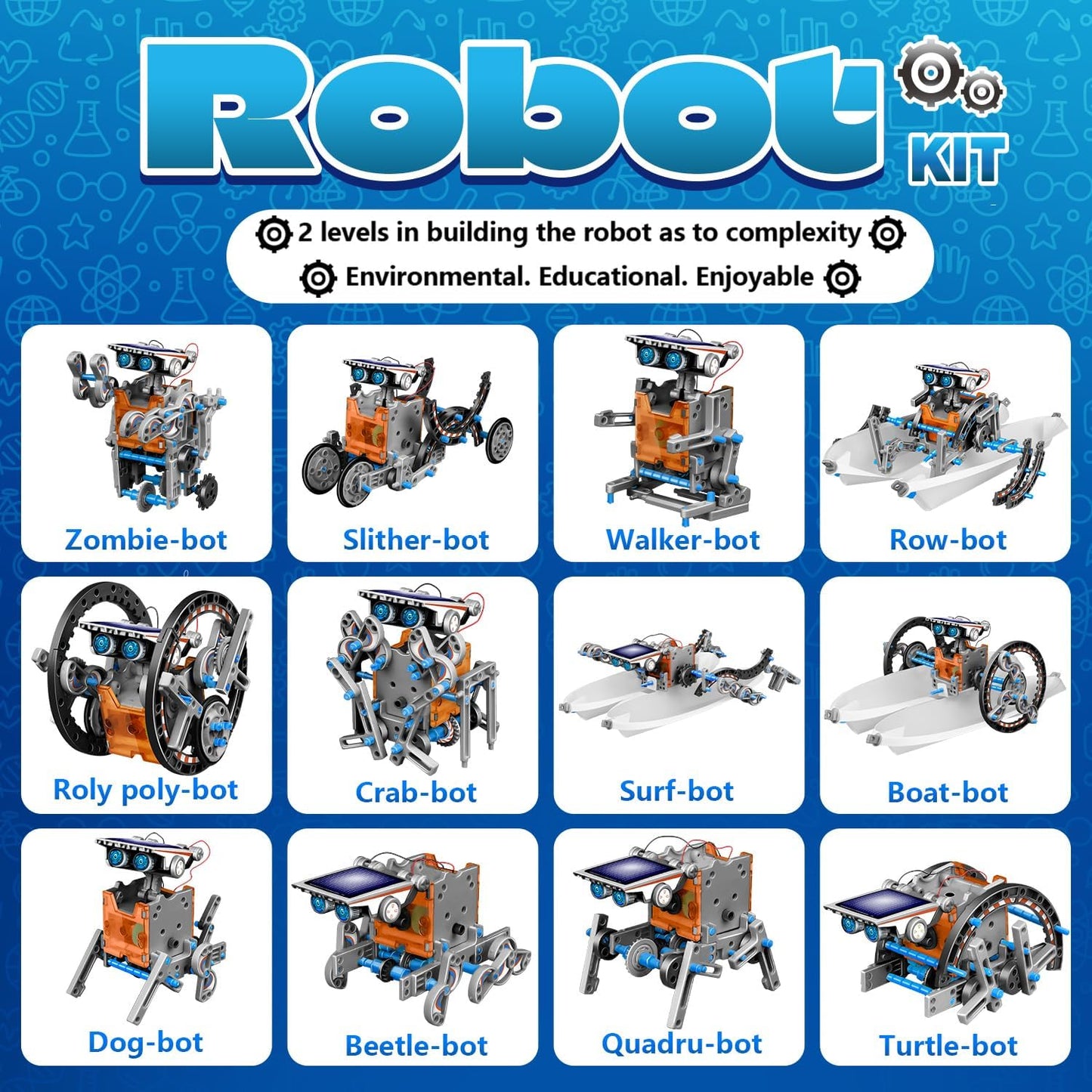 13-In-1 Solar Robot Toys for Ages 8 9 10 11 12 Year Old Boys Girls, STEM Science Kits for Kids Age 8-12, Building Experiments Robotics Kit STEM Projects for Kid Christmas Birthday Gifts (Gray)