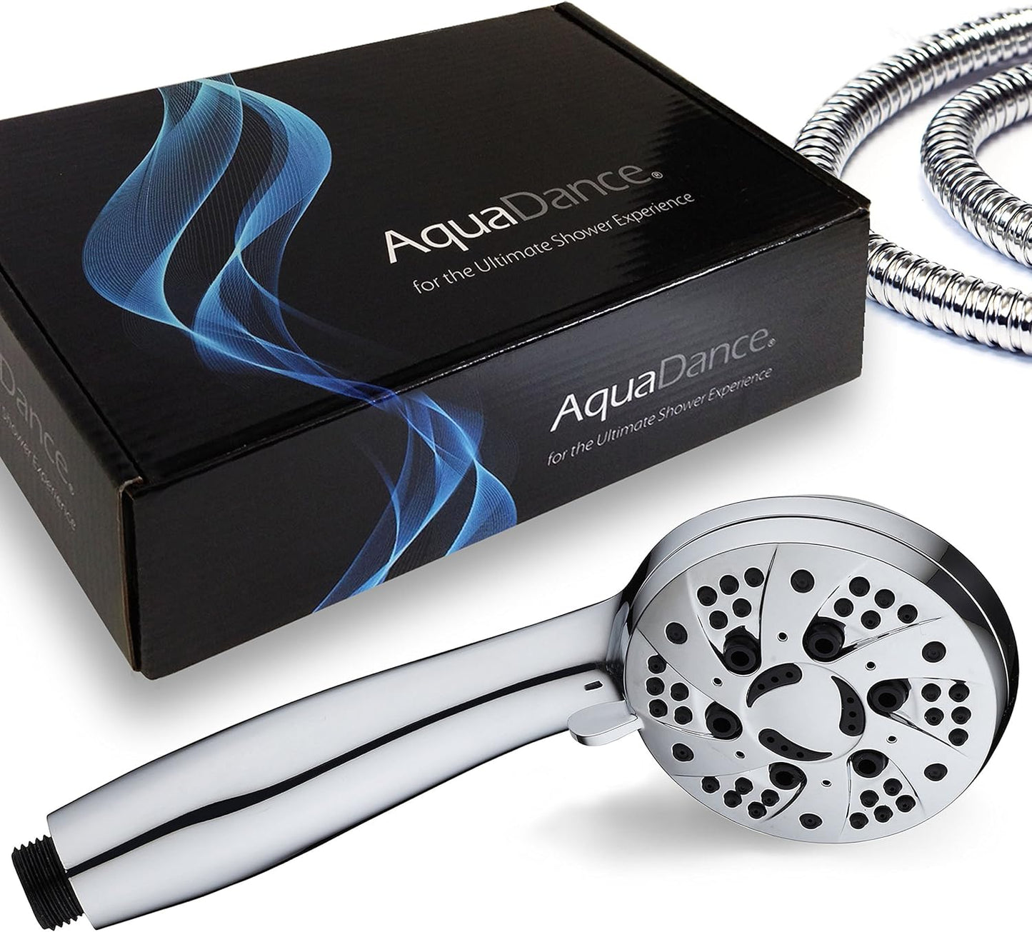 High Pressure 6-Setting 3.5" Chrome Face Handheld Shower with Hose for the Ultimate Shower Experience! Officially Independently Tested to Meet Strict US Quality & Performance Standards!