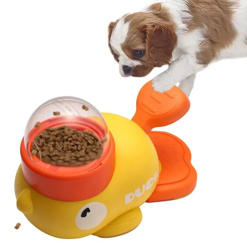 Dog Puzzle Feeder Interactive Pet Food Treat Dispenser Cartoon Duck Design Anti-Slip Pet Automatic Feeder Toys for Dog Training