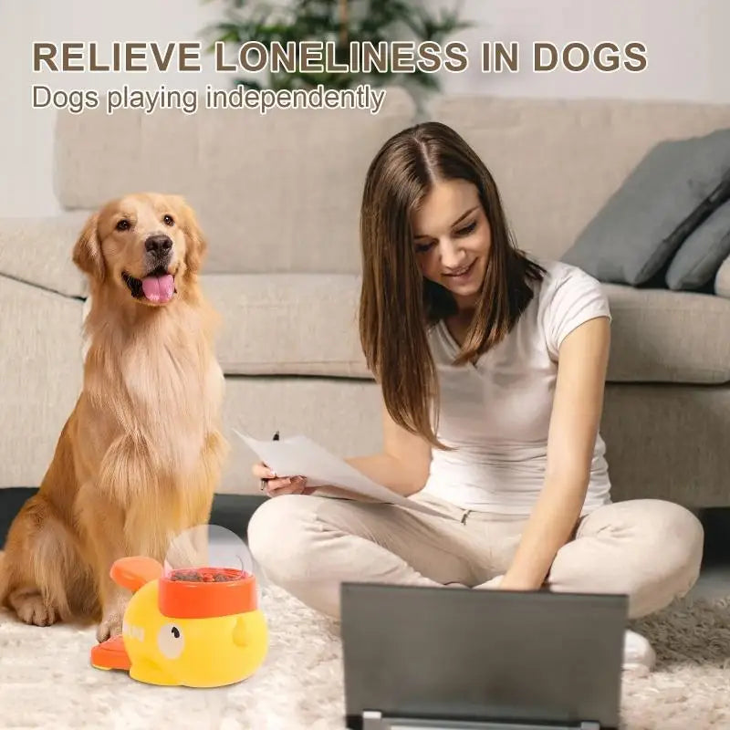 Dog Puzzle Feeder Interactive Pet Food Treat Dispenser Cartoon Duck Design Anti-Slip Pet Automatic Feeder Toys for Dog Training