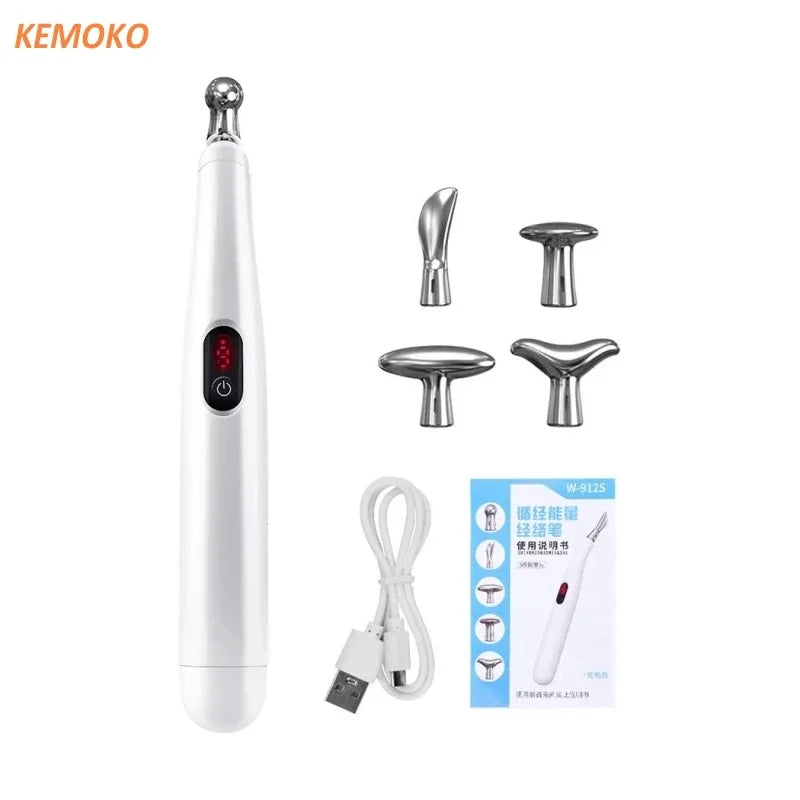 5 in 1 Electronic Acupuncture Massage Pen Smart Pulse Meridian Energy Pen Pain Relief Microcurrent Pulse Muscle Massage Stick