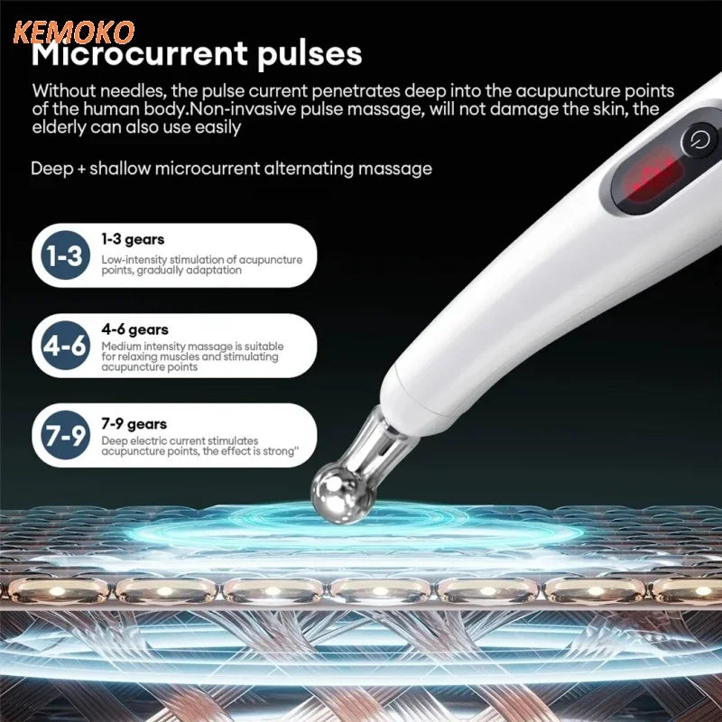 5 in 1 Electronic Acupuncture Massage Pen Smart Pulse Meridian Energy Pen Pain Relief Microcurrent Pulse Muscle Massage Stick