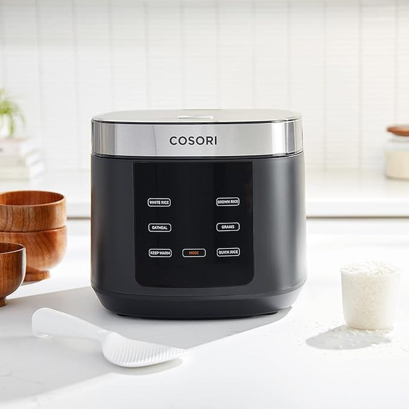 Rice Cooker 10 Cup, 24H Keep Warm, 18 Functions Fuzzy Logic Rice Maker with Stainless Steel Steamer Basket, Sautรฉ, Slow Cooker, Black