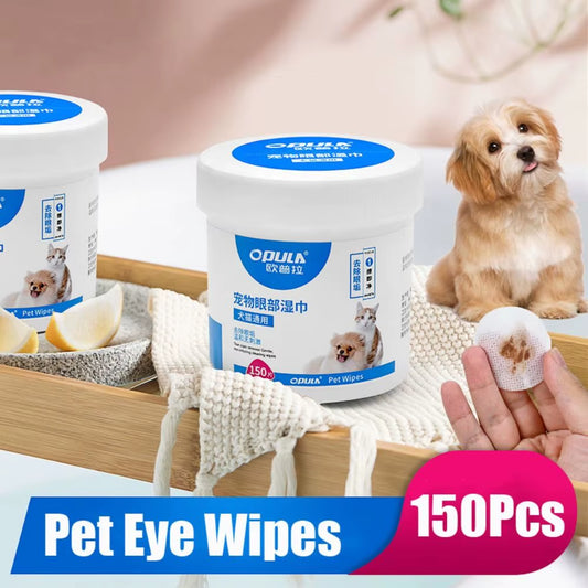 150Pcs Pet Eye Wipes Cats and Dogs Tearmark Wet Wipes Dog Cat Eyes Ears Cleaning Paper Towels Cats and Dogs Universal No Irr