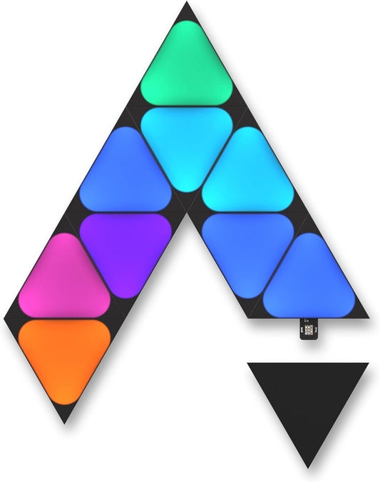 Shapes Wifi and Thread Smart RGBW 16M+ Color LED Dimmable Gaming and Home Decor Wall Lights Expansion Pack (Mini Black Triangles (10 Pack))