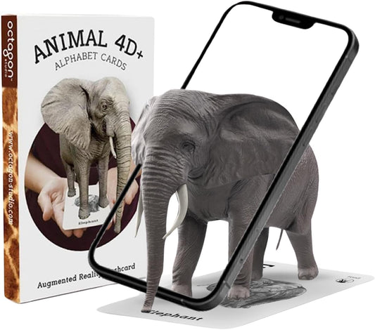 Animal 4D+ Augmented Reality Alphabet Cards with 26 A–Z Animals and 5 Food Cards – Interactive Learning App to Discover Names, Sounds, and Feeding Habits – Gift for Ages 3+, Home and Classroom Use