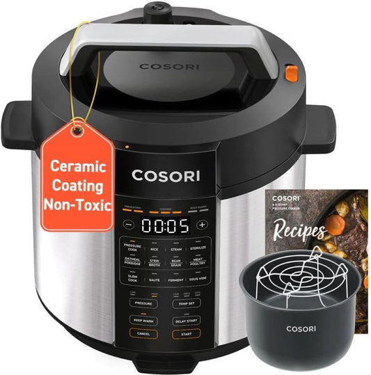 Pressure Cooker 6 Qt, 9-In-1 Instant Multi Kitchen Appliances, Safer Venting Design, Rice Cooker, Slow Cooking Pot, Sous Vide, Saute Pot, 1100W, Stainless Steel