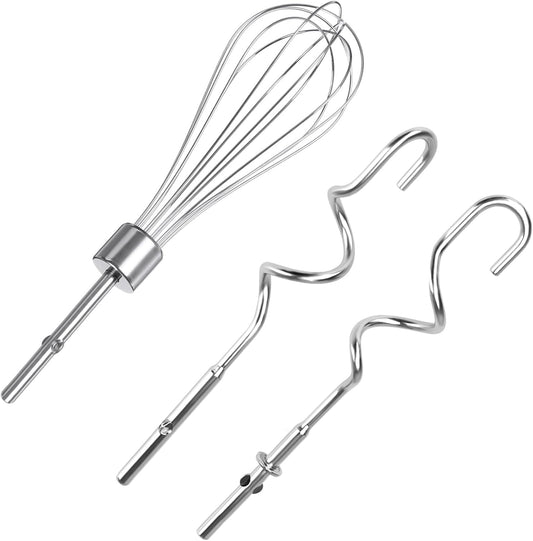 Hand Mixer Beaters Blender for Kitchenaid & Mixer Dough Hooks for Kitchenaid Hand Mixers Whisk Attachment KHMPW Stainless Steel Egg Beater/Whisk Attachment for Kitchen Hand Mixer Accessories,3Pcs