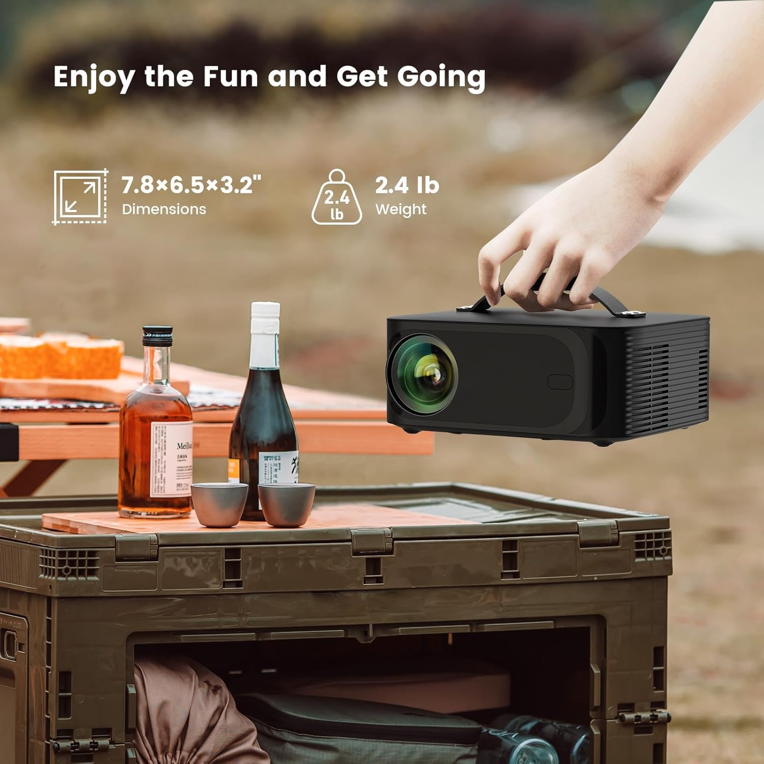 [Netflix-Licensed/1200 Ansi]Outdoor-Projector-4K with Wifi6 and Bluetooth, Smart TV OS & Doiby Audio, Portable Projector with Netflix/Youtube/Primevideo,  1080P Movie Proyector with 300''Display