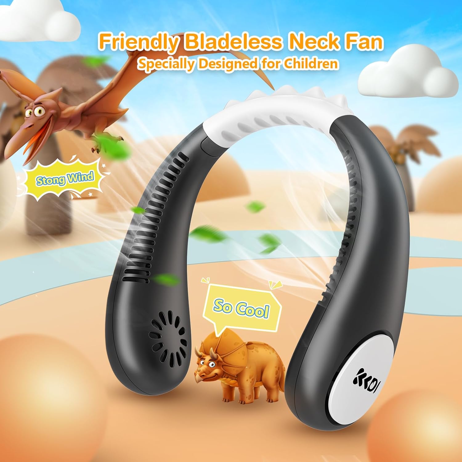 Kids Neck Fan, Portable Bladeless Fans for Kid 4-14Y Girls & Boys, 2600Mah USB Personal Mini Cooling Fan for Travel/Camping/Study, 4 Speeds, Lightweight, Compact, Perfect Summer Gifts for Kids