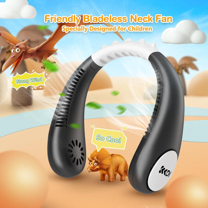 Kids Neck Fan, Portable Bladeless Fans for Kid 4-14Y Girls & Boys, 2600Mah USB Personal Mini Cooling Fan for Travel/Camping/Study, 4 Speeds, Lightweight, Compact, Perfect Summer Gifts for Kids