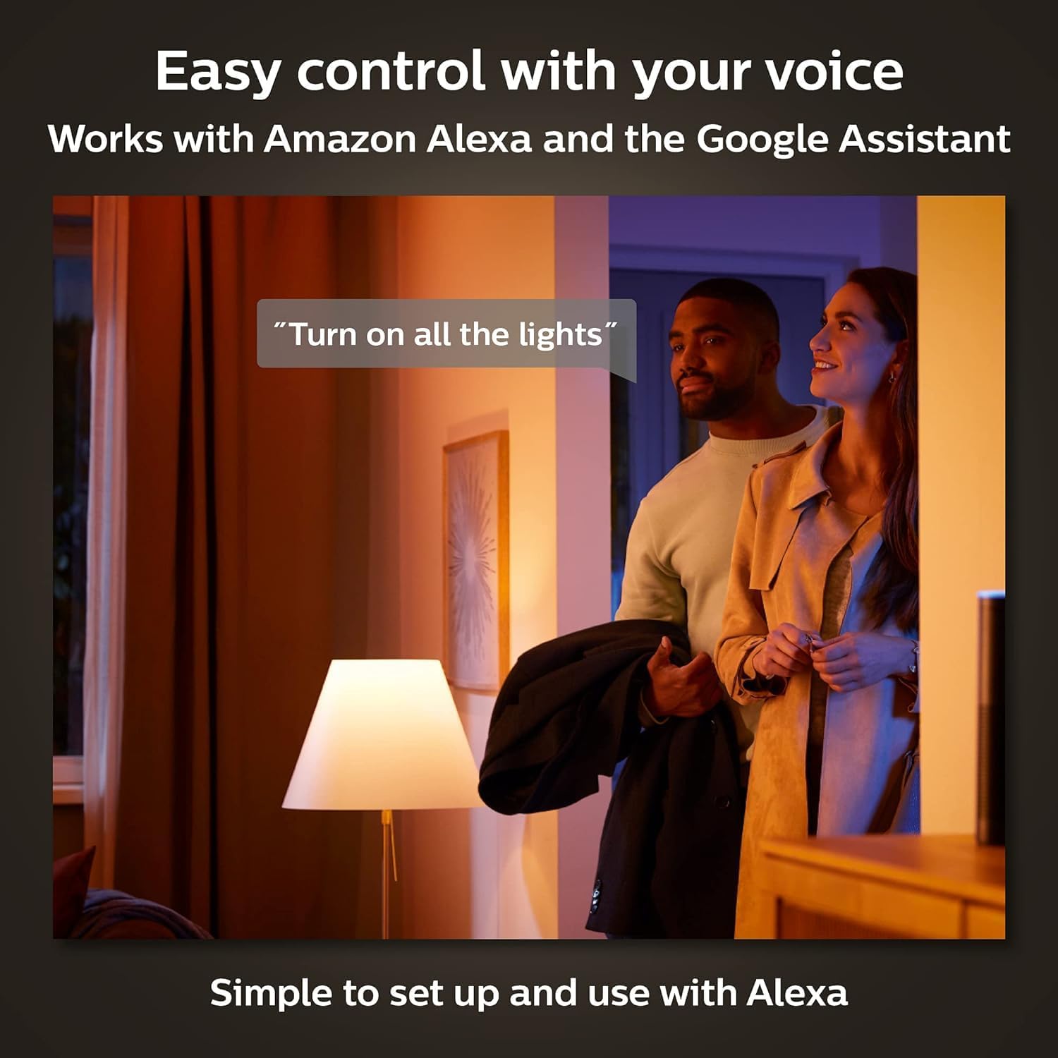 Smart Light Starter Kit - Includes (1) Bridge and (2) 60W A19 LED Bulb, White and Color Ambiance Color-Changing Light, 800LM, E26 - Control with App or Voice Assistant