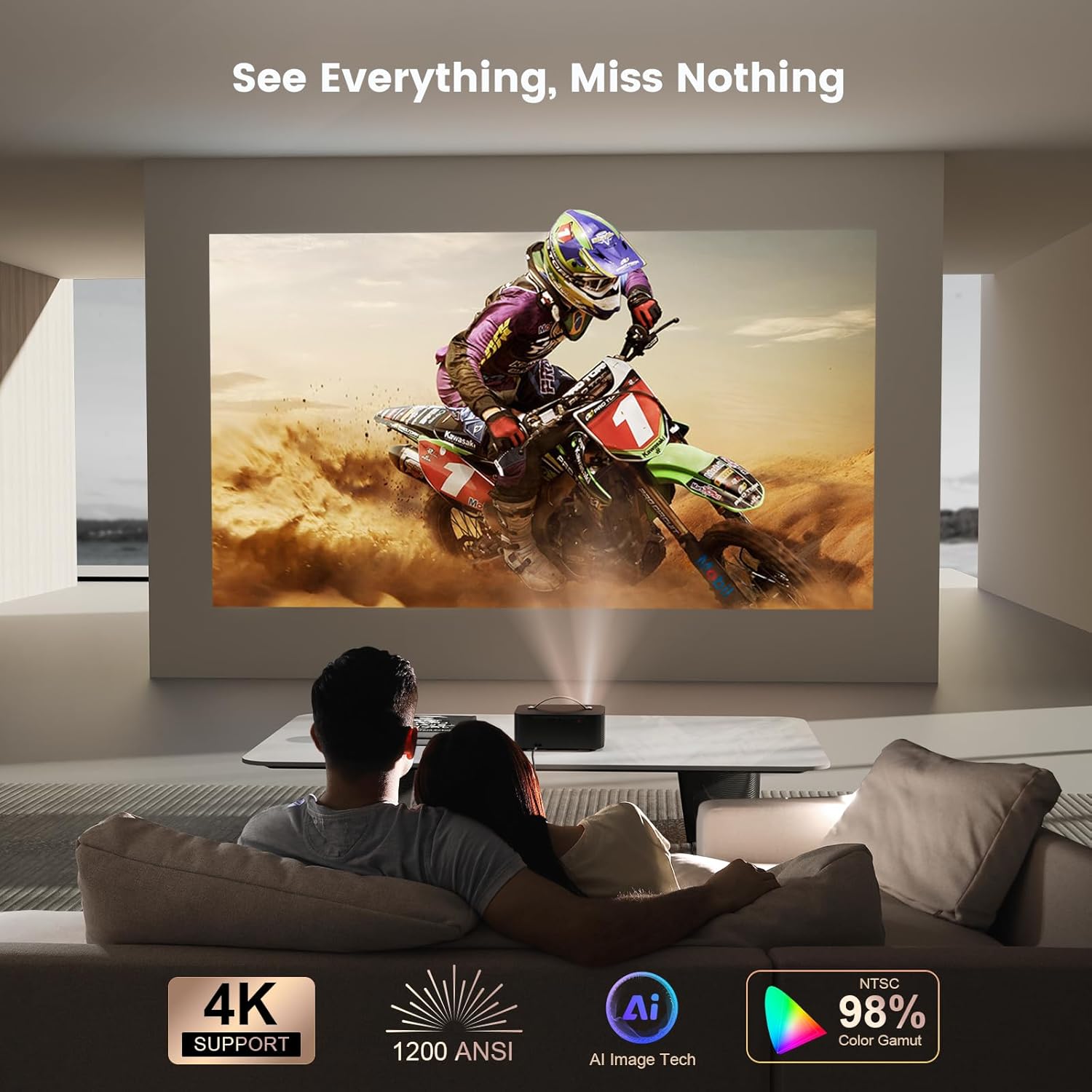[Netflix-Licensed/1200 Ansi]Outdoor-Projector-4K with Wifi6 and Bluetooth, Smart TV OS & Doiby Audio, Portable Projector with Netflix/Youtube/Primevideo,  1080P Movie Proyector with 300''Display
