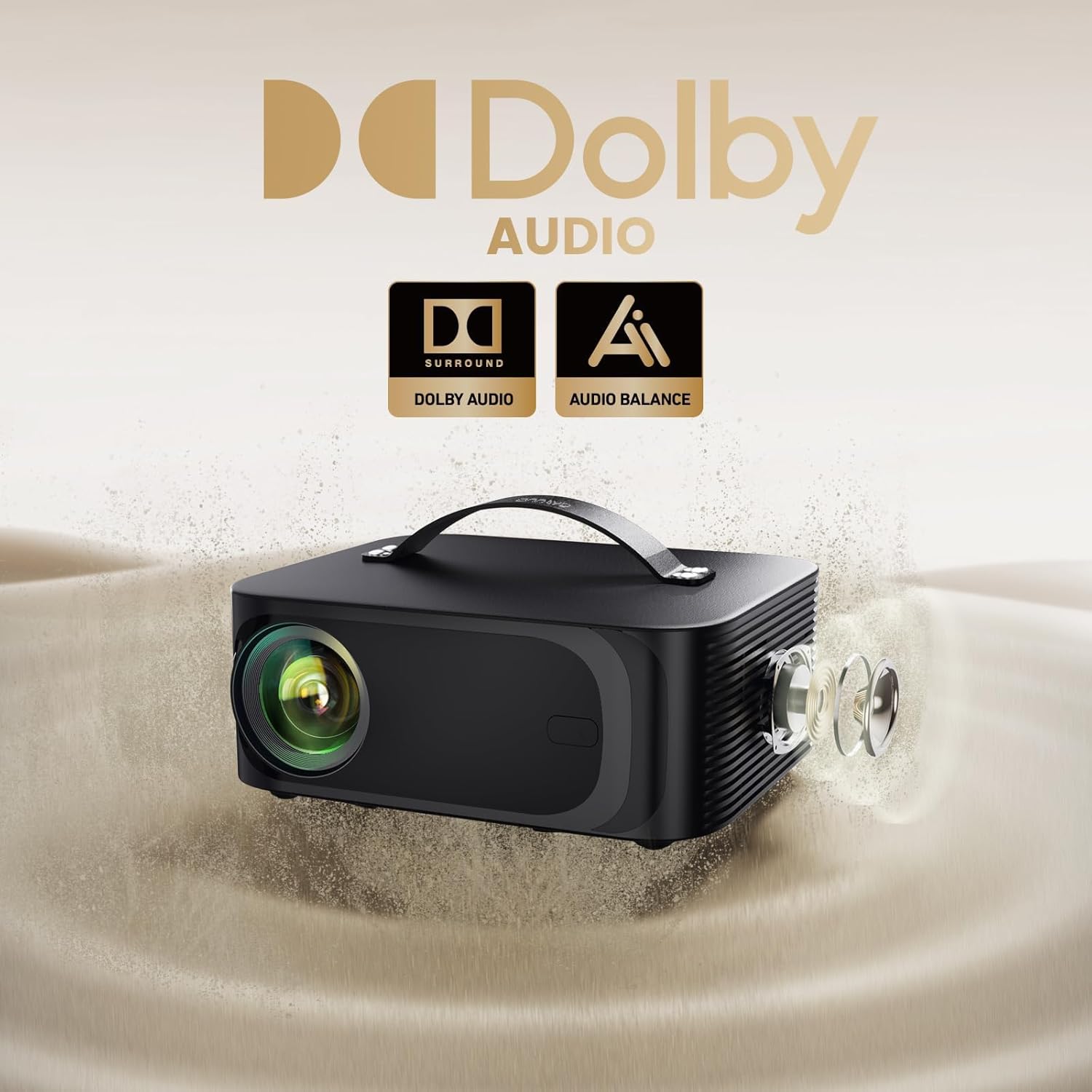 [Netflix-Licensed/1200 Ansi]Outdoor-Projector-4K with Wifi6 and Bluetooth, Smart TV OS & Doiby Audio, Portable Projector with Netflix/Youtube/Primevideo,  1080P Movie Proyector with 300''Display