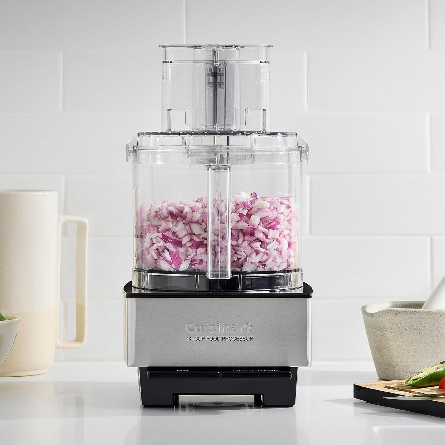 Food Processor 14-Cup Vegetable Chopper for Mincing, Dicing, Shredding, Puree & Kneading Dough, Stainless Steel, DFP-14BCNY