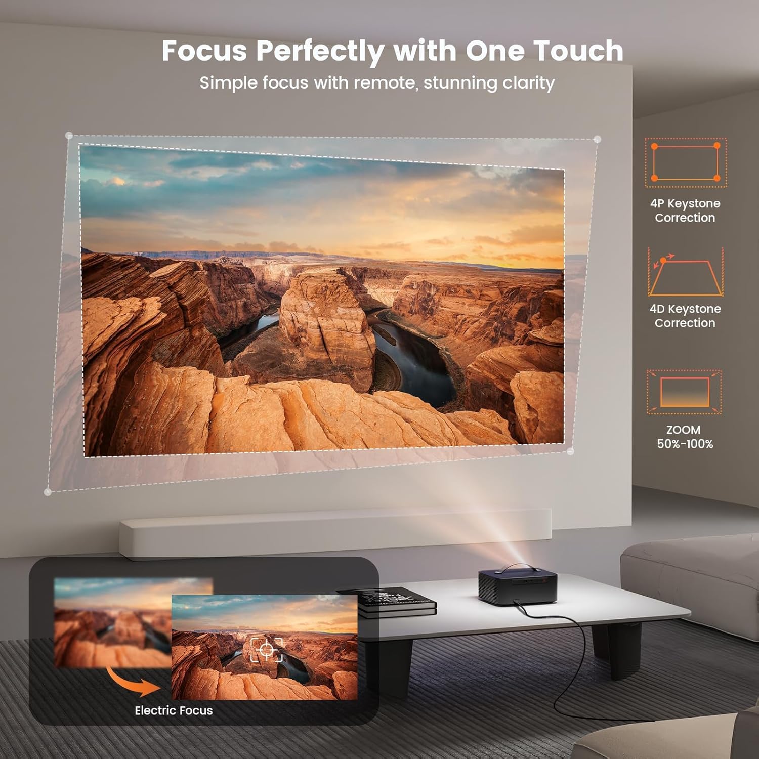 [Netflix-Licensed/1200 Ansi]Outdoor-Projector-4K with Wifi6 and Bluetooth, Smart TV OS & Doiby Audio, Portable Projector with Netflix/Youtube/Primevideo,  1080P Movie Proyector with 300''Display
