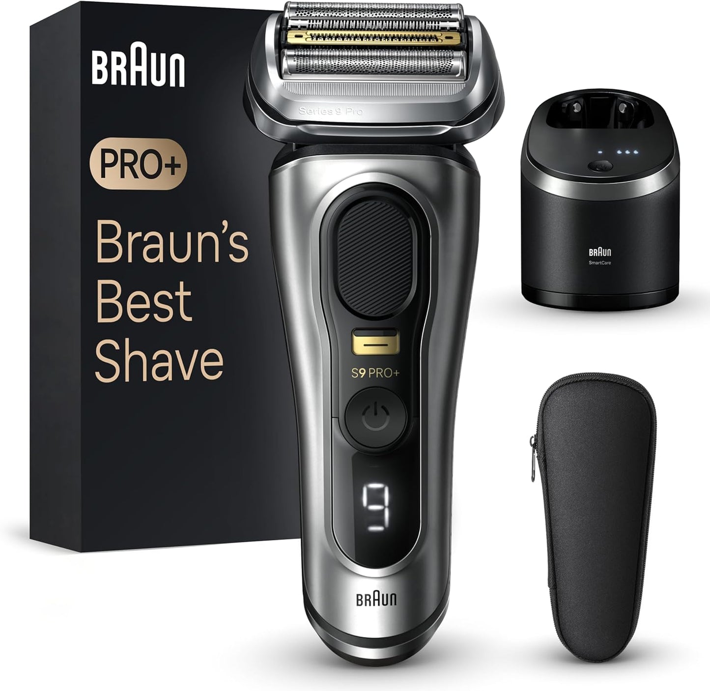 Braun Series 9 9517S PRO+ Electric Razor for Men, 5 Pro Shave Elements & Precision Long Hair Protrimmer, Charging Stand, Braun’S Best for Smooth Skin, Wet & Dry Electric Razor with 60Min Runtime