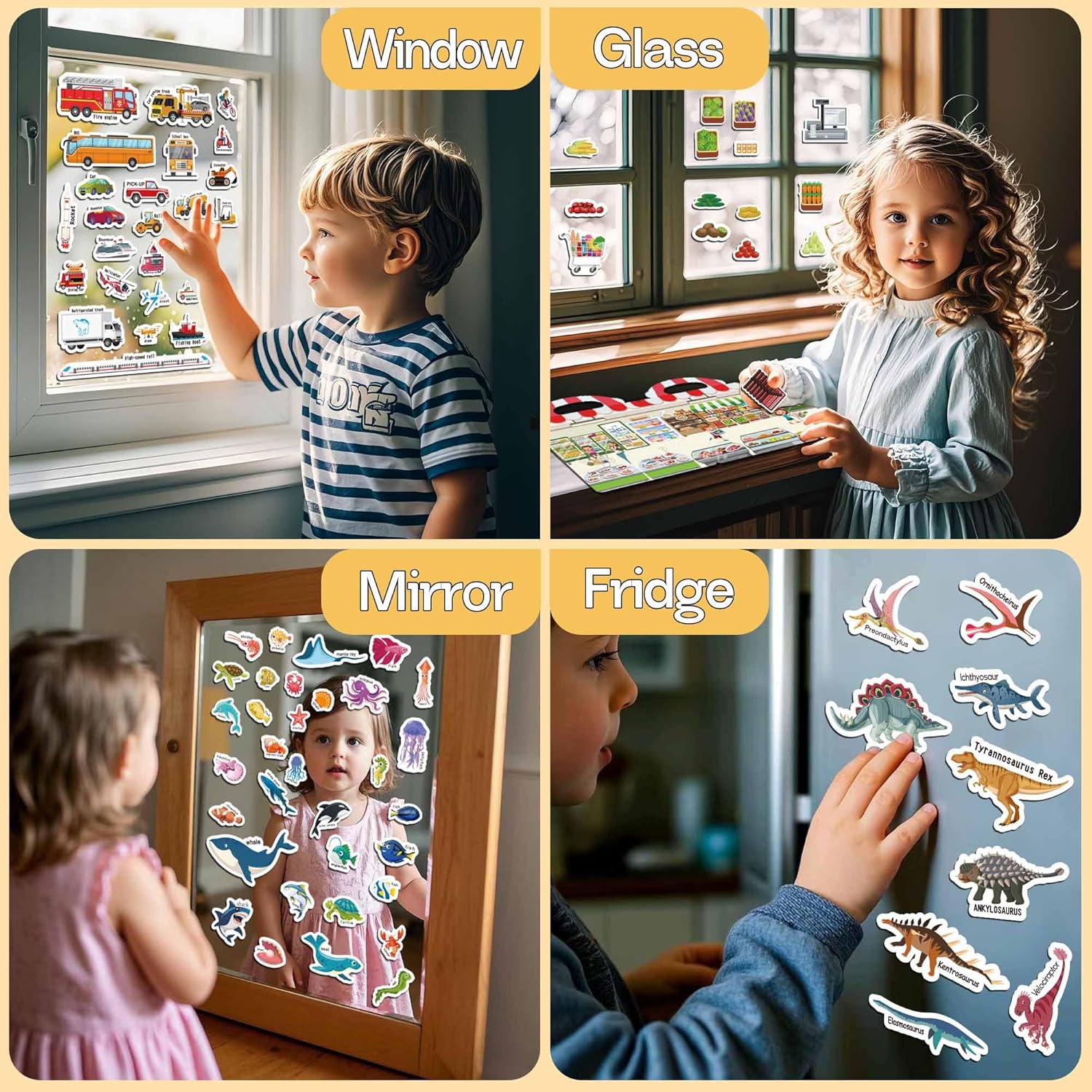 6 Sets Reusable Sticker Books for Toddlers 1-3, Jelly Sticker Books for Toddlers 2-4 Years, Toddler Travel Toys for Kids 2 3 4 Year Old Girls Boys