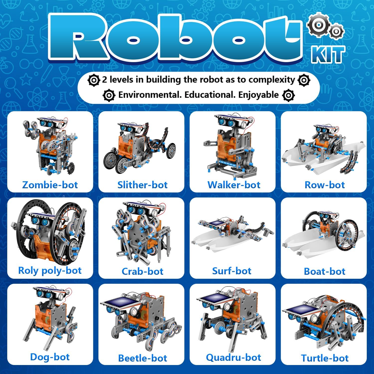 13-In-1 Solar Robot Toys for Ages 8 9 10 11 12 Year Old Boys Girls, STEM Science Kits for Kids Age 8-12, Building Experiments Robotics Kit STEM Projects for Kid Christmas Birthday Gifts (Gray)