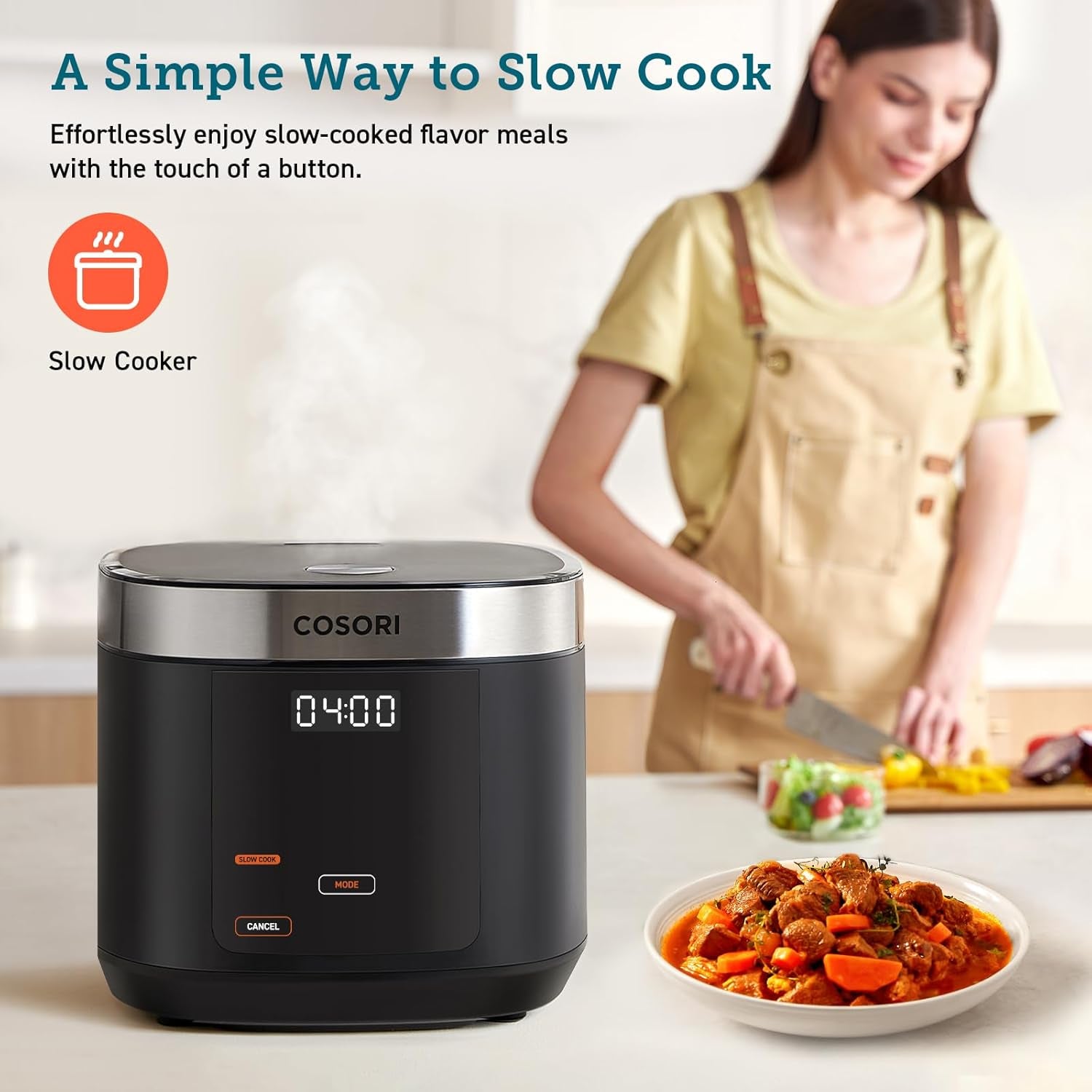 Rice Cooker 10 Cup, 24H Keep Warm, 18 Functions Fuzzy Logic Rice Maker with Stainless Steel Steamer Basket, Sauté, Slow Cooker, Black