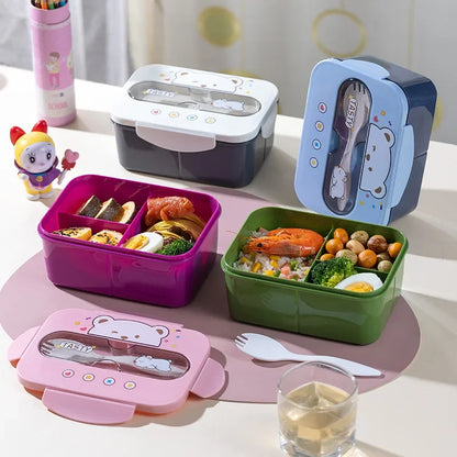 Cartoon Lunch Box Mug Set Portable Plastic Bento Box with Fork Kid'S Lunch Box Food Storage Container Food Holder
