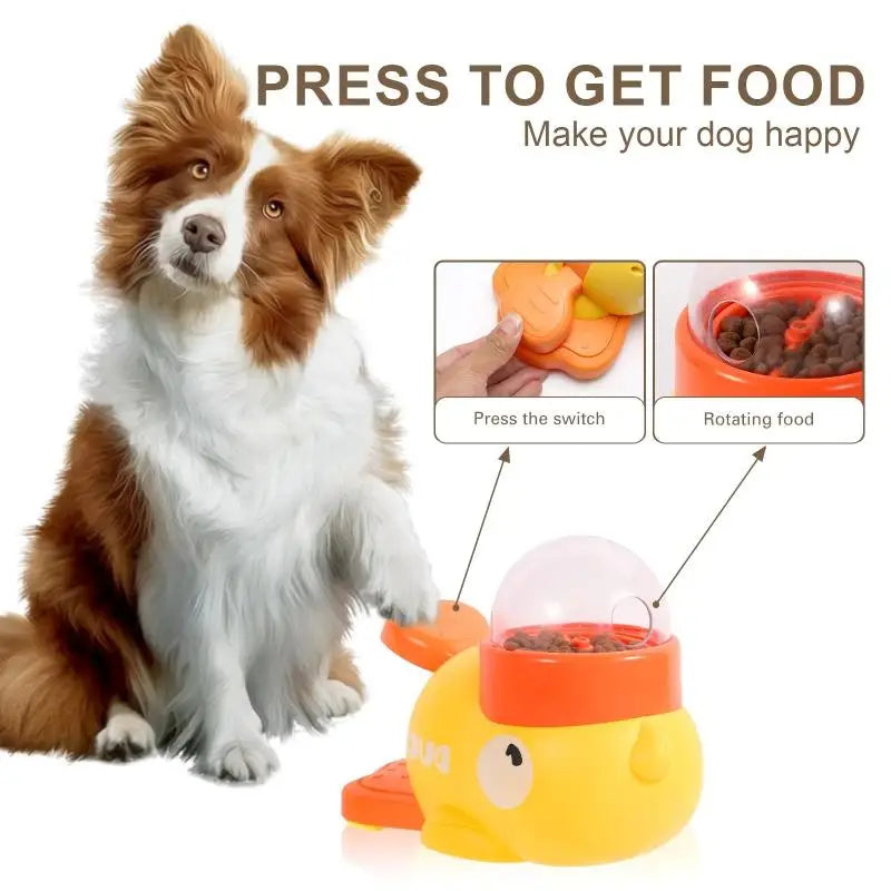 Dog Puzzle Feeder Interactive Pet Food Treat Dispenser Cartoon Duck Design Anti-Slip Pet Automatic Feeder Toys for Dog Training