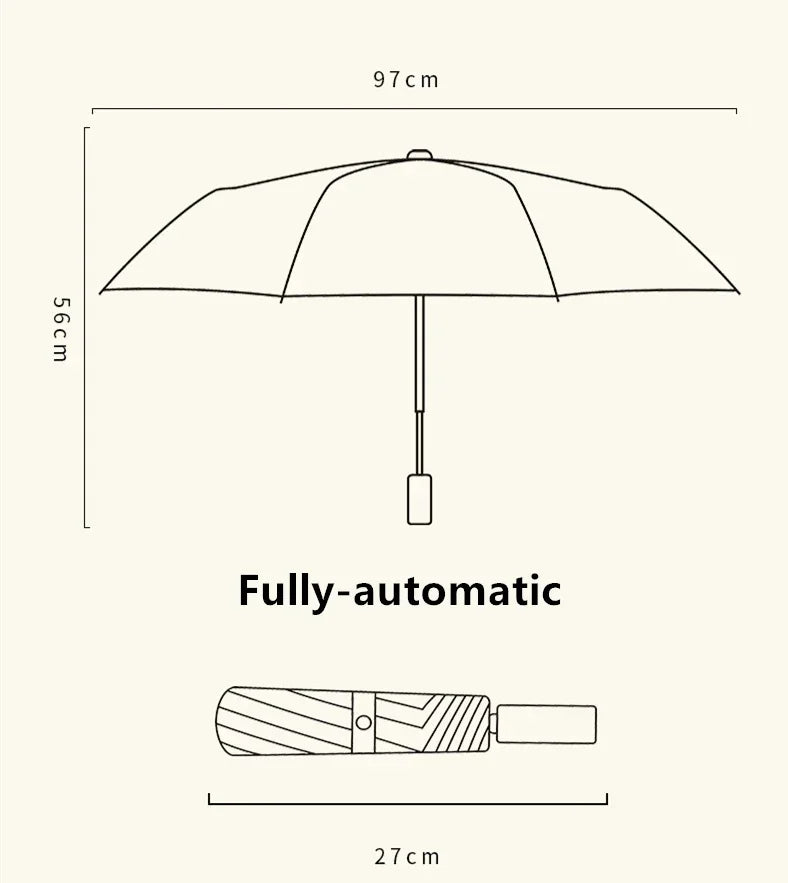1Pc Simple Cartoon Kittens Printed Black and White Automatic Umbrella, Sunny and Rainy Dual-Use UV Protection Umbrella