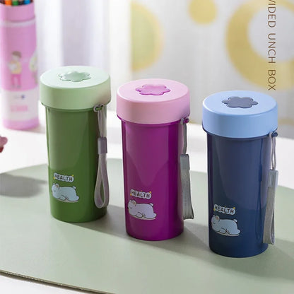Cartoon Lunch Box Mug Set Portable Plastic Bento Box with Fork Kid'S Lunch Box Food Storage Container Food Holder