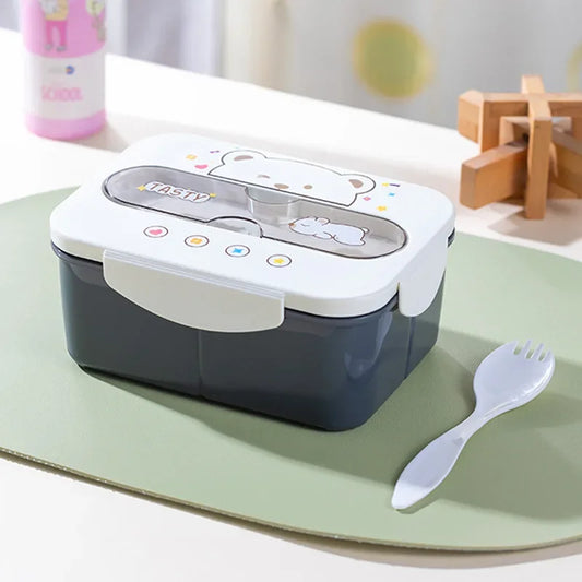 Cartoon Lunch Box Mug Set Portable Plastic Bento Box with Fork Kid'S Lunch Box Food Storage Container Food Holder