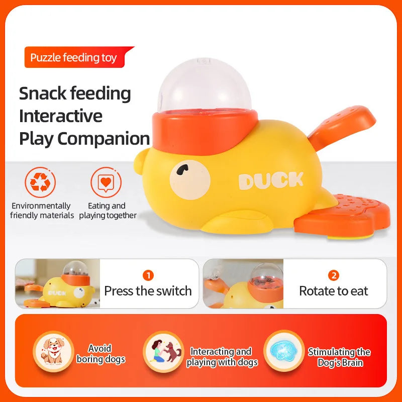 Dog Puzzle Feeder Interactive Pet Food Treat Dispenser Cartoon Duck Design Anti-Slip Pet Automatic Feeder Toys for Dog Training