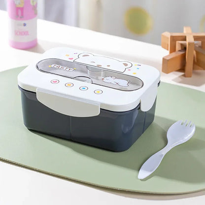 Cartoon Lunch Box Mug Set Portable Plastic Bento Box with Fork Kid'S Lunch Box Food Storage Container Food Holder