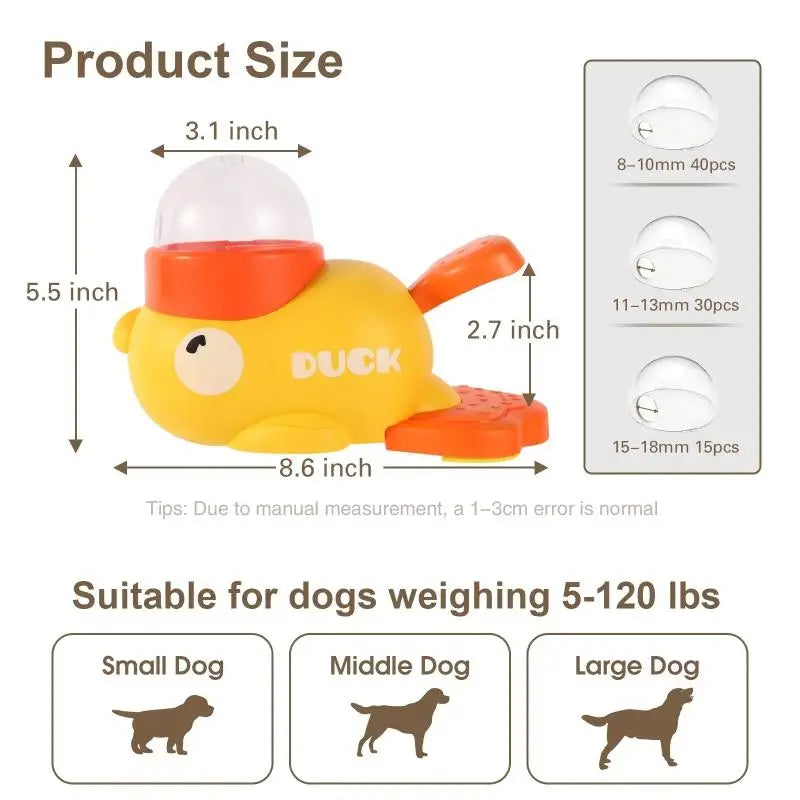 Dog Puzzle Feeder Interactive Pet Food Treat Dispenser Cartoon Duck Design Anti-Slip Pet Automatic Feeder Toys for Dog Training