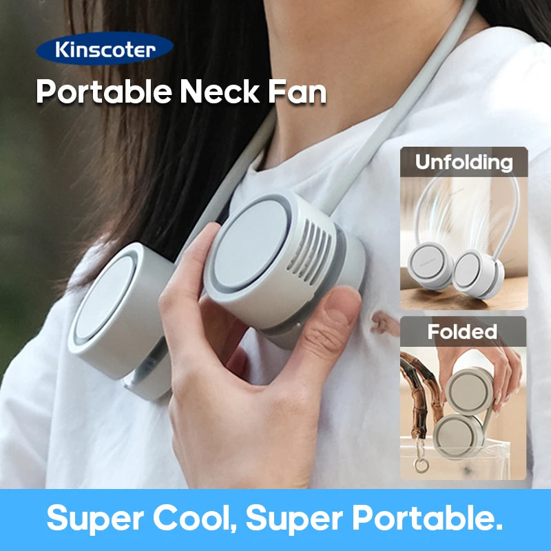 New Portable Neck Fan, Foldable Mini USB Fan, Rechargeable 1600Mah Cooling Wind Fans, Personal Silent Neckfan for Sports