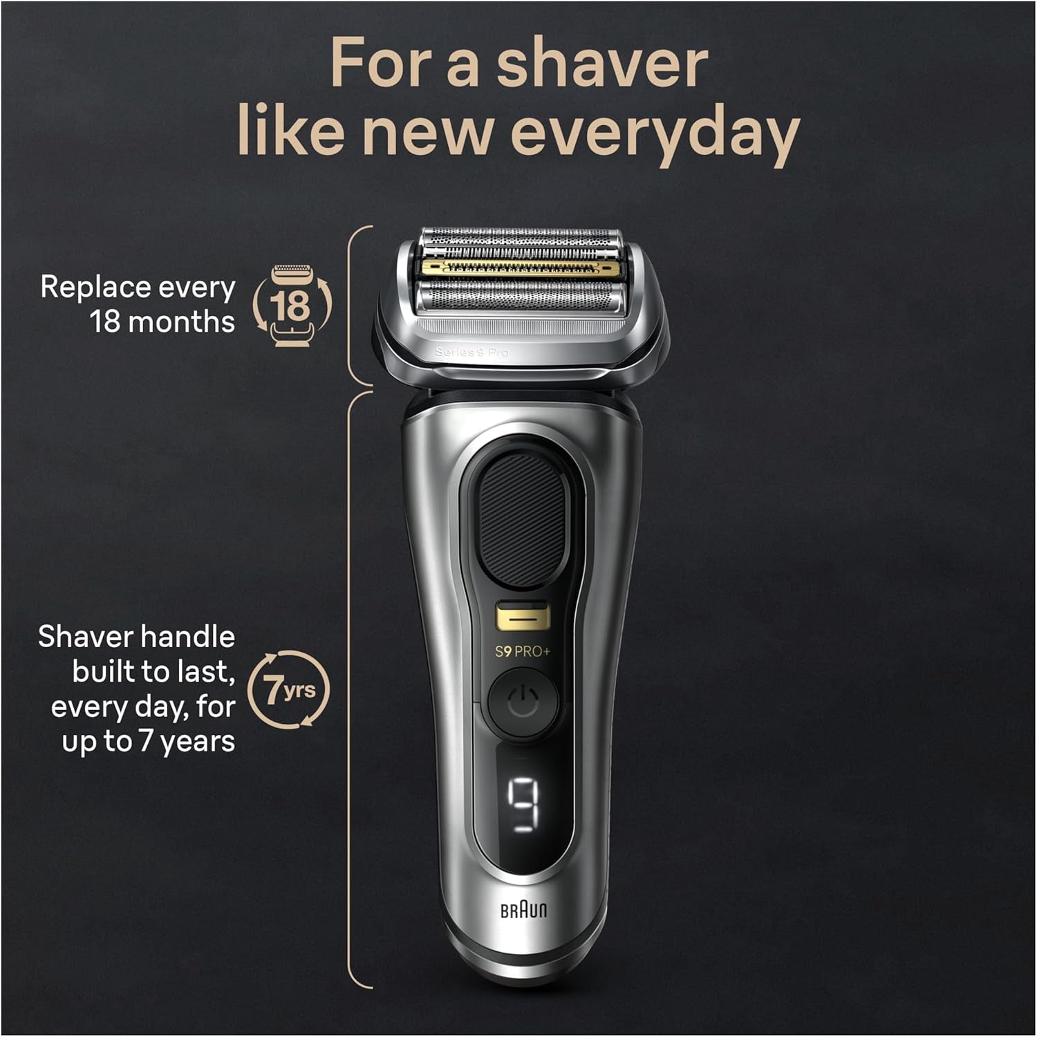 Braun Series 9 9517S PRO+ Electric Razor for Men, 5 Pro Shave Elements & Precision Long Hair Protrimmer, Charging Stand, Braun’S Best for Smooth Skin, Wet & Dry Electric Razor with 60Min Runtime
